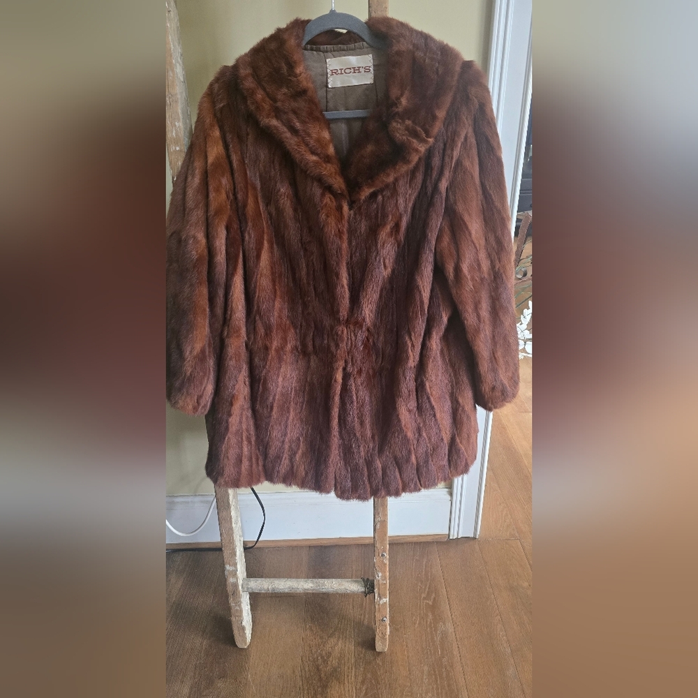 Womens mink coat jacket real fur vintage